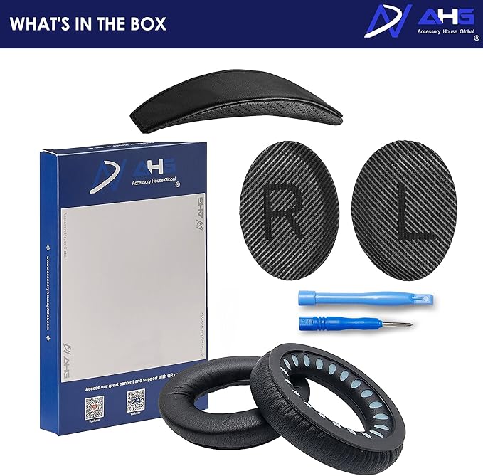 Replacement QC35 / QC35 ii earpads and QC35 Headband / QC35 ii Headband V3 pad Cushion Compatible with Bose QuietComfort 35 (QC35) and Bose QuietComfort 35 ii (QC35 ii) (AHG-QC35-COMBO-SHPSKN-HB)