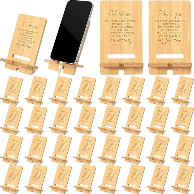 Ripeng 30 Pcs Employee Appreciation Gifts Bulk Bamboo Phone Stand for Desk Office Workers Inspiration Thank You Gift for Team Coworkers Staff Volunteer Nurse Teacher Colleagues Gratitude (Inspiration)