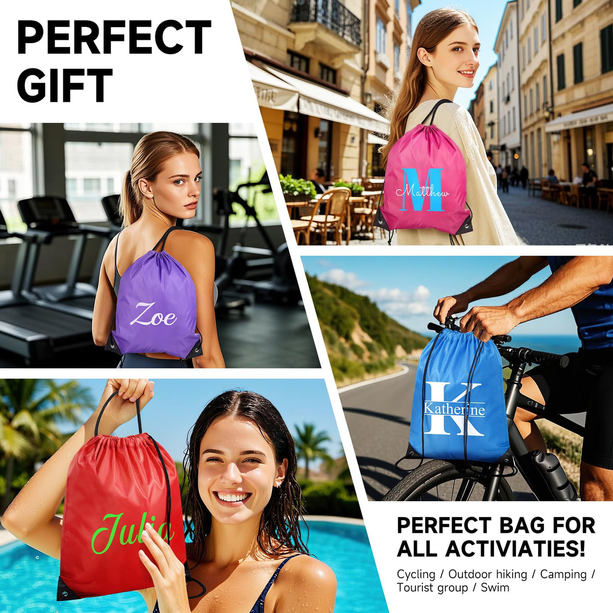 Chrifansi Custom Drawstring Backpack bags 10/50/100/500Pack, Promotional Items With Your Logo, Bulk Personalized Draw String Back Bag for Travelling, Gym and for Everyday Use