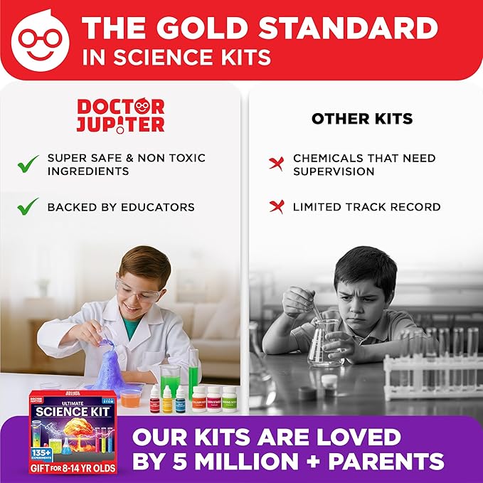 Doctor Jupiter Ultimate Science Kit, Chemistry Set for Kids Ages 8-9-10-11-12-13-14 | Birthday Gift Ideas for Boys & Girls 8+ Years Old | STEM Toy with 135+ Experiments | Learning & Educational Kits