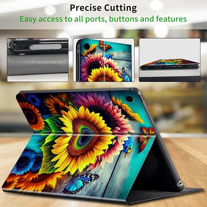Case for Samsung Galaxy Tab A9 Plus 2023/A11 Plus 2025 11 inch Lightweight Protective PU Leather Smart Stand Cover with Auto Wake Sleep Tablet Case Cover - American Flag &amp Fish