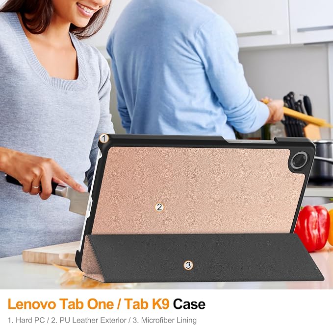Smart Case for Lenovo Tab One / K9 8.7 Inch 2025 TB305XU/TB305FU Lightweight Trifold Stand Cover Auto Wake Sleep Blackish Green