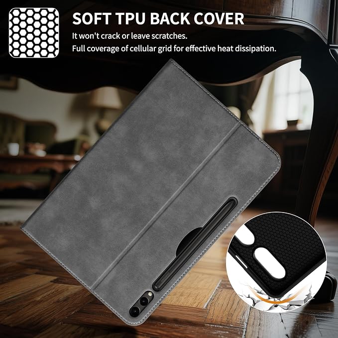 Case for Samsung Galaxy Tab S10 Lite/S10 FE/S9 FE/S9 10.9/11 | Microfiber Leather Protective Cover with S Pen HolderSmart Folio Auto Sleep/WakeAdjustable StandShockproofSlimBlack