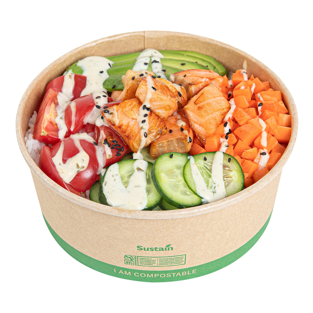 Restaurantware Compostable Paper Food Containers 200 Pack Of 37 oz BPI-Certified Round Kraft Salad Bowls Disposable Grease-Resistant Meal Prep Take Out Containers For Ice Creams, Soups, Snacks