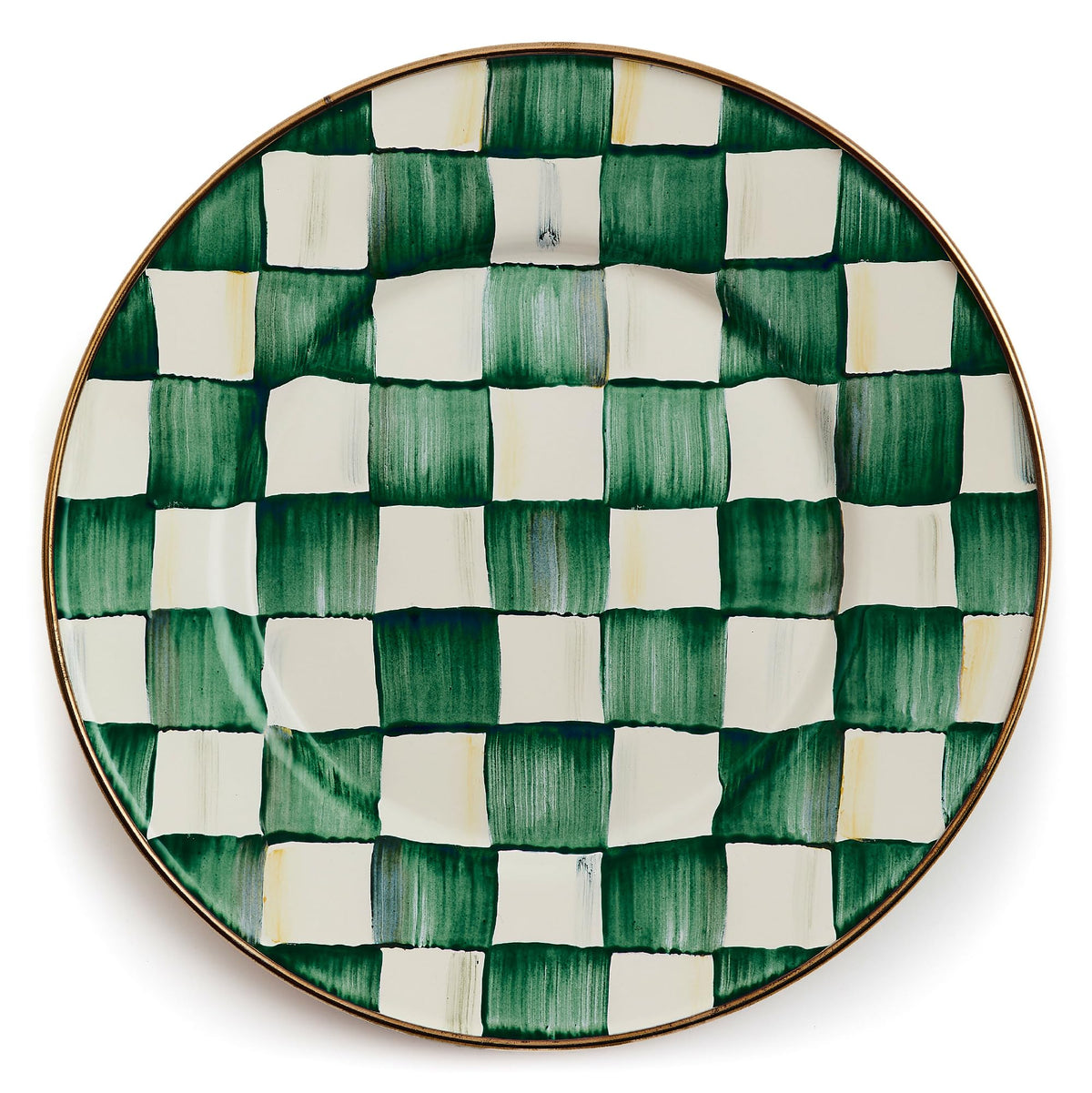 MACKENZIE-CHILDS Enamel Dessert Plate Set, Black-and-White Courtly Check