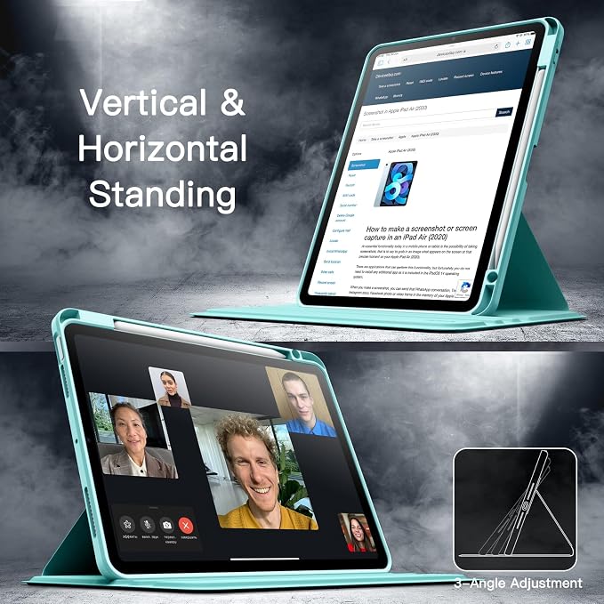 JETech Rotating Case ONLY for iPad Air 11-Inch M4/M3/M2 (2026/2025/2024) iPad Air 5/4 (2022/2020 5th/4th Generation 10.9-Inch) 360 Degree Rotation Protective Stand Cover Clear Back (Black)