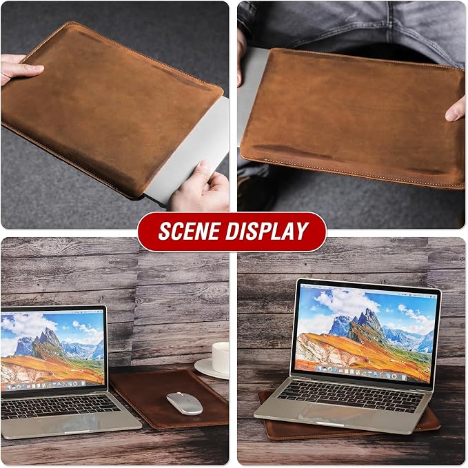 Top Grain Leather 12.9 Tablet Sleeve Slim Protector Vintage Design Fully Handmade Compatible with 12.9 iPad Pro 3/4/5/6 Gen Fits A2233 A2069 A2378 A2379 A2461 A2462 Coffee 12.9 Inch
