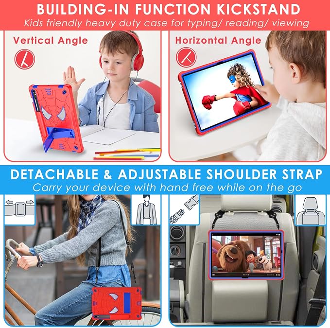 DETUOSI Case for Samsung Galaxy Tab S10 Lite / S10 FE / S9 FE 10.9-Inch with S Pen Holder + Shoulder Strap3-Layer Hybrid Heavy Duty Full-Body Shockproof4-Angle Viewing Protective Cover