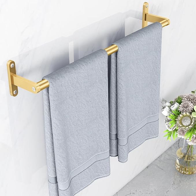 Gold Towel Bar 24 Inch, KLJKPA Towel Bar for Bathroom Wall, Stainless Steel Heavy Duty Single Bath Towel Rod