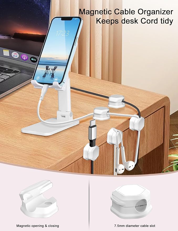 Cord Holder - Cable Clips - Cord Organizer for Desk - Cord Holder for Nightstand - for Desk, Nightstand, Phone Charger, Computer, Home, Office, Car（12pcs）