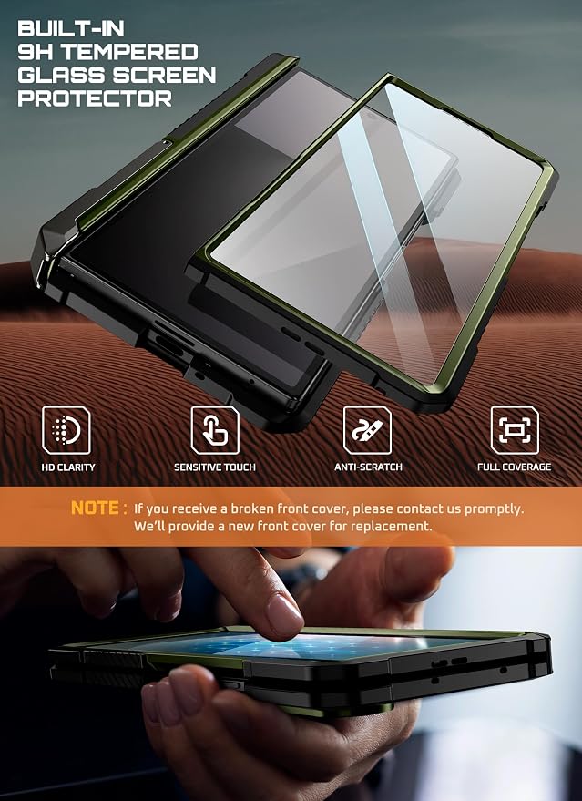 SUPCASE for Samsung Galaxy Z Fold 7 Case with Kickstand Azure | Compatible with MagSafe Tempered Glass Screen Protector Military-Grade Protection Hinge Coverage Unicorn Beetle Grip