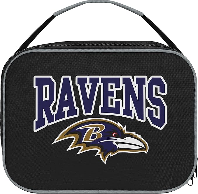 FOCO NFL Unisex-Adult Officially Licensed Wordmark Team Color Big Logo Football Zip Closure 7L Lunch Bag - Baltimore Ravens