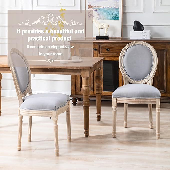 Nrizc French Bistro Chairs Set of 4, French Country Farmhouse Wood Round Back Dining Chair, for Dining Room/Living Room/Bedroom