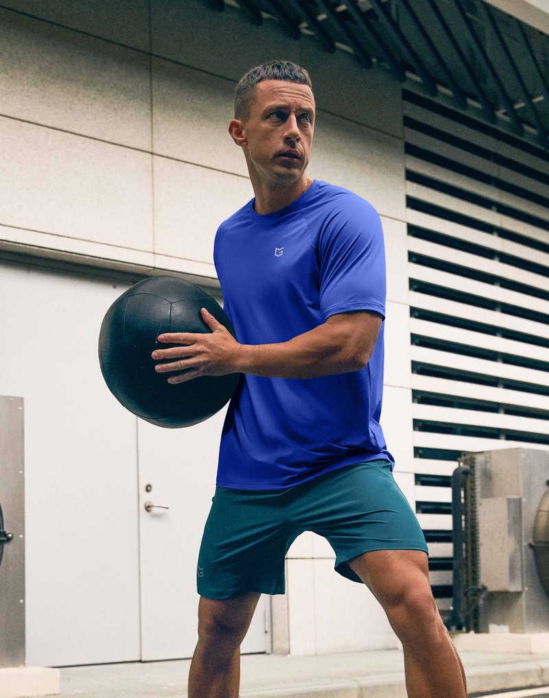 G Gradual Men's Athletic Workout T-Shirts Moisture Wicking Cooling Running Shirts Short Sleeve Performance Tee for Gym Tennis(Royal Blue,S)