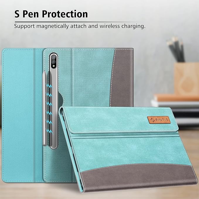 Fintie Portfolio Case for Samsung Galaxy Tab S8/Tab S7 11 Inch | Multiple Angles Business Cover with Pocket Built-in S Pen Holder Auto Sleep/Wake Dreamy Marble