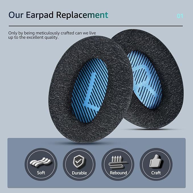 Fabric Comfort - Wzsipod Ear Pads for Bose Quiet Comfort 25/QC25 Headphones, Compatible with QC35 QC35ii QC45 QC15 & More Series, Replacement Exclusive Styles,s2