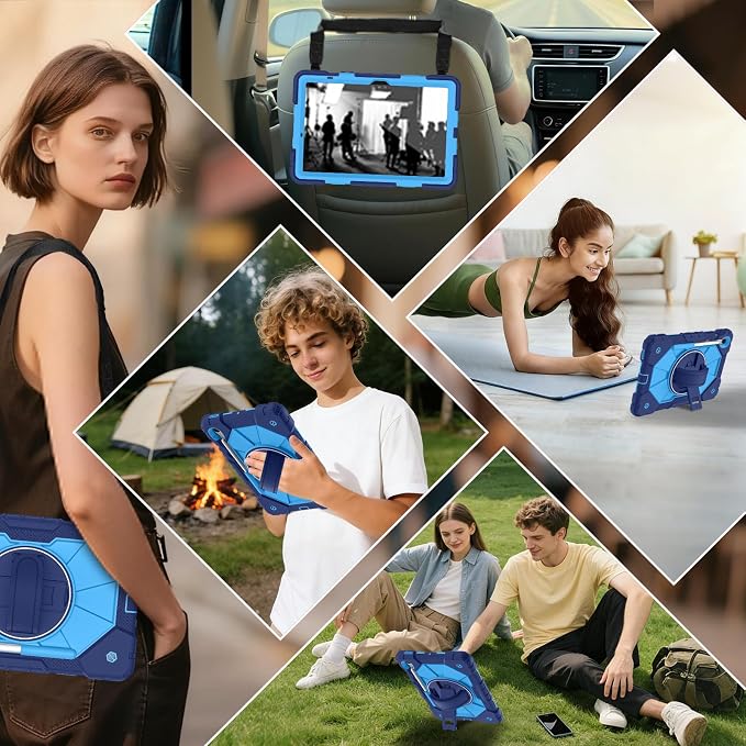 Case for Samsung Galaxy Tab S10 Lite/S10 FE/S9 FE /S9 Tablet Case 10.9/11 Inch with Rotate Stand &amp Hand Strap Screen Protector Pen Holder for Galaxy Tab S10 FE Cases Black