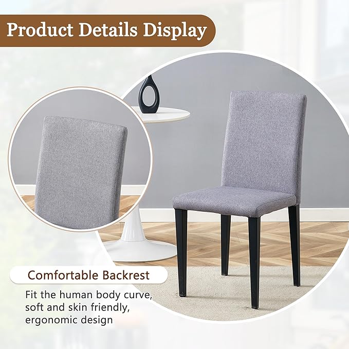 Glass Dining Table Set for 6, 63” Kitchen Table Set for 6, Modern Dining Room Table Set with Upholstered Chairs, Tempered Glass Tabletop with Y Shape Base