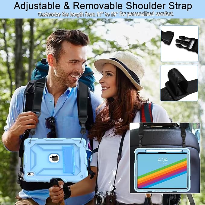 TIMISM Case for iPad 10th Generation 2022 iPad (A16) 11 Inch 2025 with Pencil Holder &amp Kickstand Translucent Hard PC Back Cover Heavy Duty Shockproof Protective Case for iPad 11/10 Clear Blue