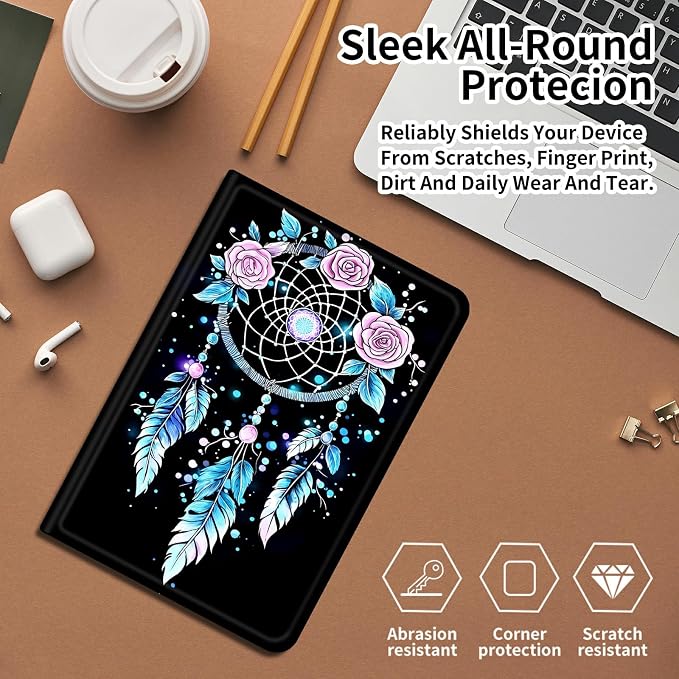DIGTIALLL Case for Amazon Kindle Fire 7 Inch Tablet (9th/7th/5th Generation 2019/2017/2015 Release) PU Leather Smart Protective Cover with Auto Sleep/WakeBeach Palm Trees
