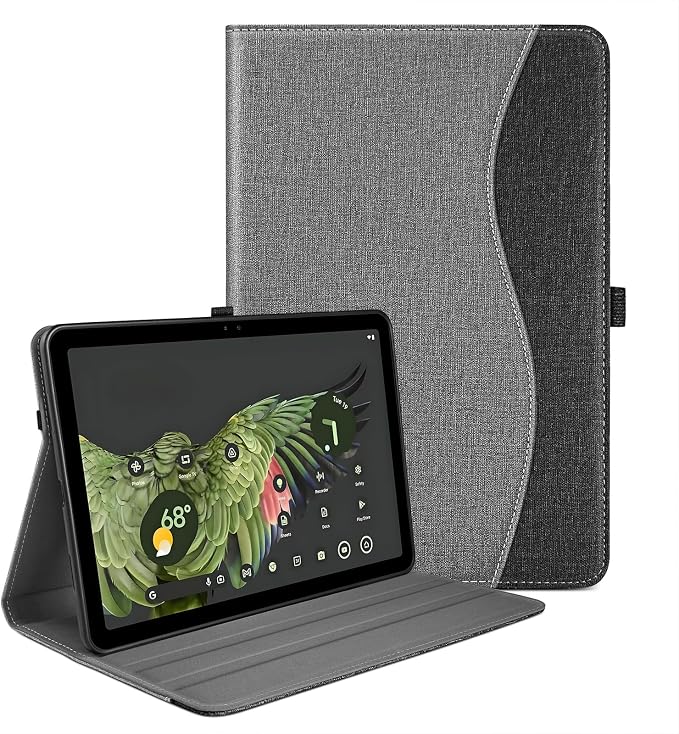 Case for Google Pixel Tablet (11-inch 2023) Multi-Angle Viewing Protective Stand Cover with Pencil Holder &amp Pocket and Protective Tape Compatible with Charging Speaker Dock Cyan