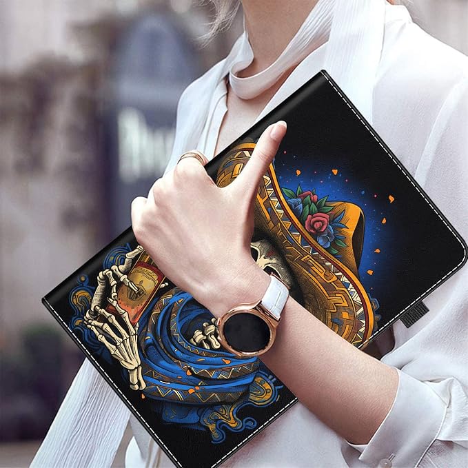 Case for All-New Amazon Fire HD 10 and 10 Plus Tablet (13th/11th Generation 2023/2021 Release) 10.1 Multi-Angle Smart Stand Cover Auto Sleep/Wake Skull and Fire