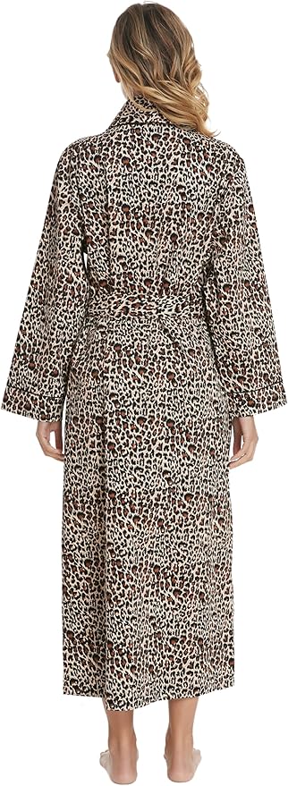 Lavenderi Women’s 100% Cotton Long Kimono Lounge Bathrobe Robe, Ladies Loungewear for Spa