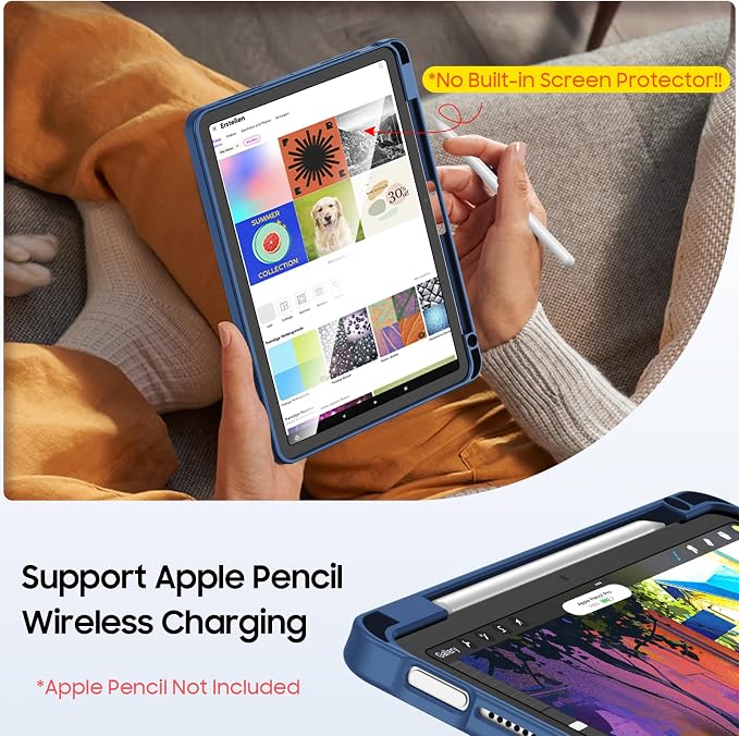 Fintie Shockproof Case for iPad Air 11-inch &amp iPad Air 5th/4th Gen 10.9 in | Slim Frosted Hard Back Cover Multi-Angle Viewing Built-in Kickstand &amp Pencil Holder Anti-Scratch Black