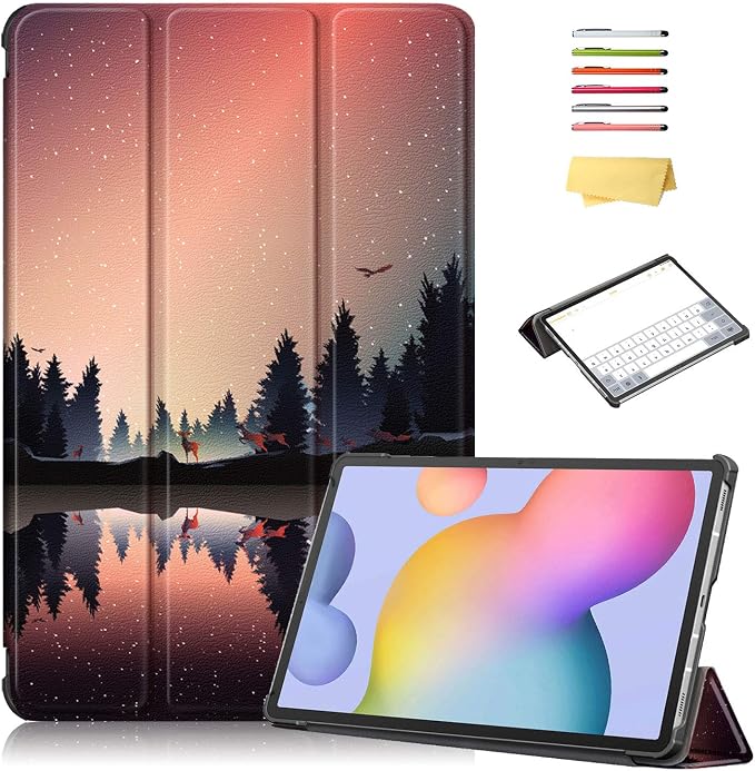 Case for Samsung Galaxy Tab S8 Plus 12.4 2022/S7 FE 2021/S7 Plus 2020 (SM-X800/X806/T730/T733/T736/T738/T970/T975/T976) Lightweight Tri-Fold Stand Thin Cover Auto Wake/Sleep Almond Blossom