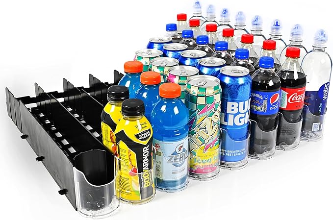 Display Technologies Fridge Organizer & Soda Can Dispenser for Refrigerator - Drink Dispenser & Refrigerator Storage (2-Pack)
