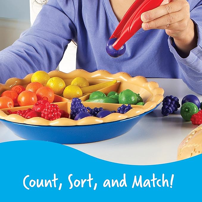 Learning Resources Super Sorting Pie - Sorting and Matching, Fine Motor Skills, Food Toys, Color Recognition, Counting Game, Preschool, Toddler Math Manipulatives, Gifts for Boys and Girls