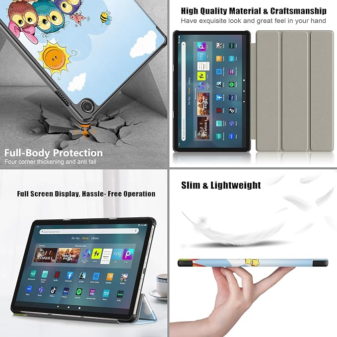 Slim Case for Amazon Fire Max 11 Tablet (13th Generation 2023 Release) Trifold Lightweight Hard Shell PU Leather Stand Folio Protective Cover with Auto Wake/Sleep Colored Graffiti Doodle