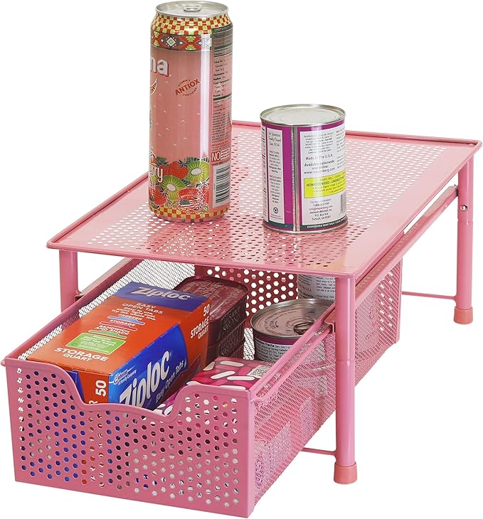 Simple Houseware Stackable Cabinet Basket Drawer Organizer, Pink