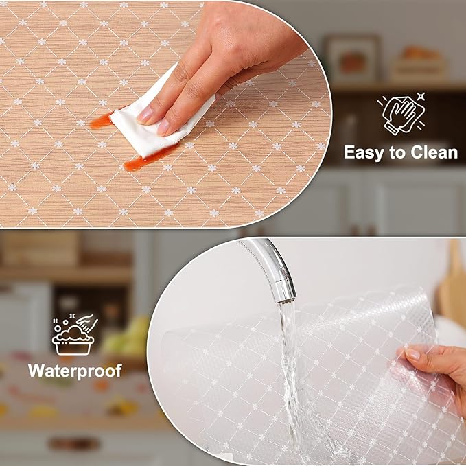 Cooyes Shelf Liner – Premium Non-Adhesive Cabinet & Drawer Liner for Kitchen – Waterproof Shelf Paper with Modern Pattern – Durable EVA Cabinet Mat – Easy to Cut （24" W x 120" L）