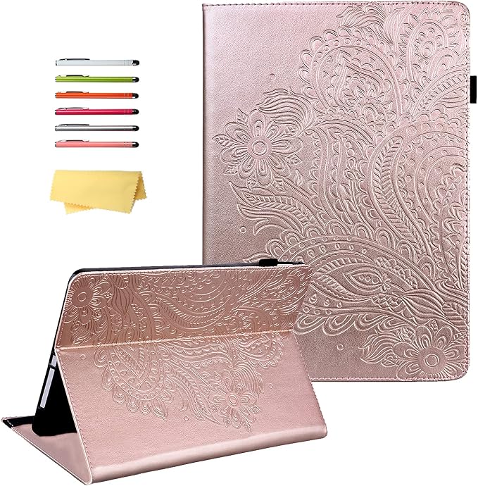 for Apple iPad 10.2 Case 9th/8th/7th Generation Cover (2021/2020/2019) with Auto Wake/Sleep Ultra Thin Lightweight Trifold Stand Folio PU Leather &amp Hard Back Hybrid Cover Almond Blossom