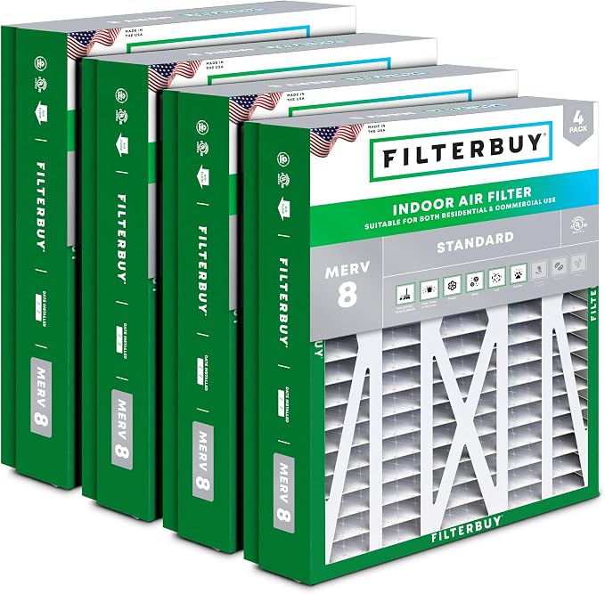 Filterbuy 21x21.5x5 Air Filter MERV 8 Essential Dust & Allergy Defense