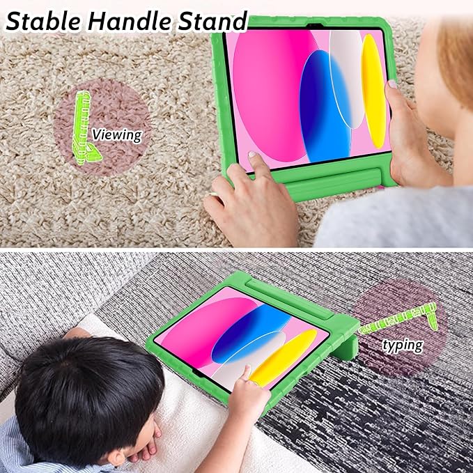 Dteck Kids Case for iPad 10.2 - Shockproof Rugged EVA Handle Stand Child Proof Case for iPad 9/8/7 Generation Black
