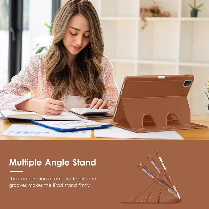 VIKESI Case for iPad Pro 11 inch (M5/M4) 2025/2024Multiple Angles Magnetic Stand CoverShockproof BackPencil Holderand Auto Sleep/WakeBlack