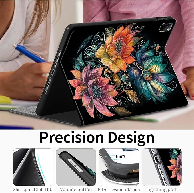 Case for iPad (A16) 11th Generation 11 Inch (2025)iPad 10th Generation 10.9 Inch (2022)PU Leather Slim Standing Smart Coverwith Auto Sleep/WakeBall on Fire