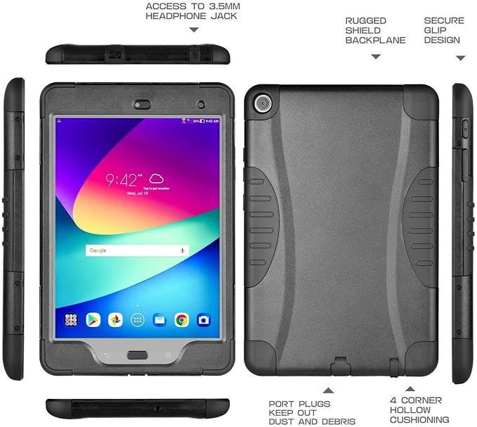 Verizon Rugged Case with Built-in Screen Protector for ASUS ZenPad Z8s 7.9 inch Tablet - Black