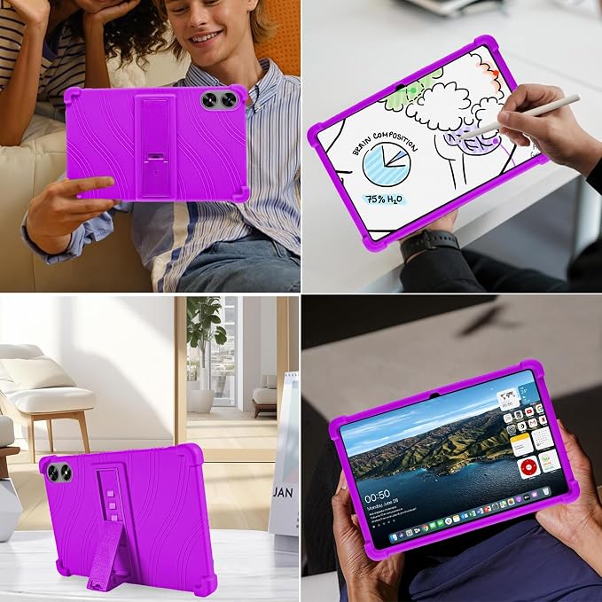 ATOOZ for SHARECLOUD P10_T Tablet Case 10.1 inch 2025Black | Soft Silicone Kids Case for Frameflow P10_A Tablet with PC Stand