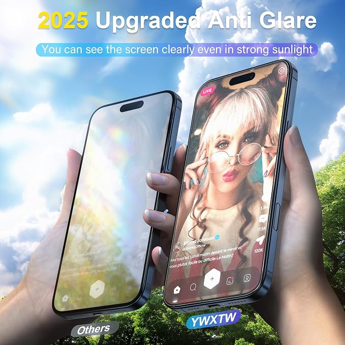 YWXTW 2 Pack Matte Screen Protector for iPhone 14 Pro Max 6.9 Inch + 1 Set Camera Lens Protector Anti Glare Anti Fingerprint 14 Pro Max Glass Screen Protector Bubble Free Smooth as Silk