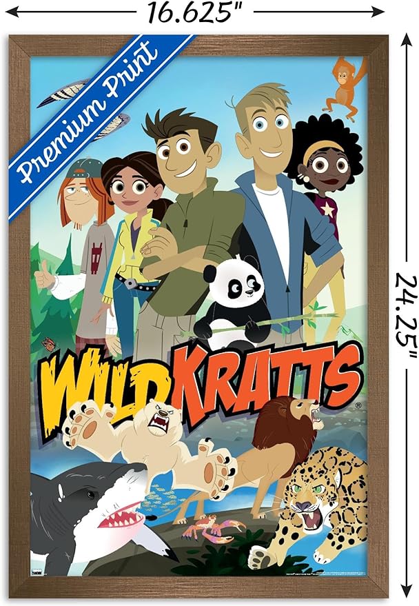 Wild Kratts - Group Wall Poster, 22.4L" x 14.7W", Bronze Framed Version