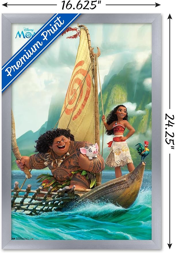 Disney Moana - Group Wall Poster, 22.4L" x 14.7W", Silver Framed Version