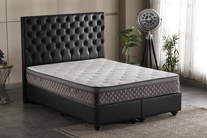Ottomanson King 12” Eurotop Hybrid Mattress - Premium Quilted Cover - Made in USA - Medium-Firm Support - Individually Pocketed Coils & CertiPUR-US Foam - Fiberglass-Free - Bed in a Box