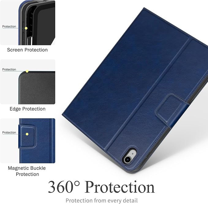 auaua Case for iPad (A16) 11th/10th Generation | with Pencil Holder Pocket Typing Angle Muti-Stand Magnetic Closure Auto Sleep/Wake