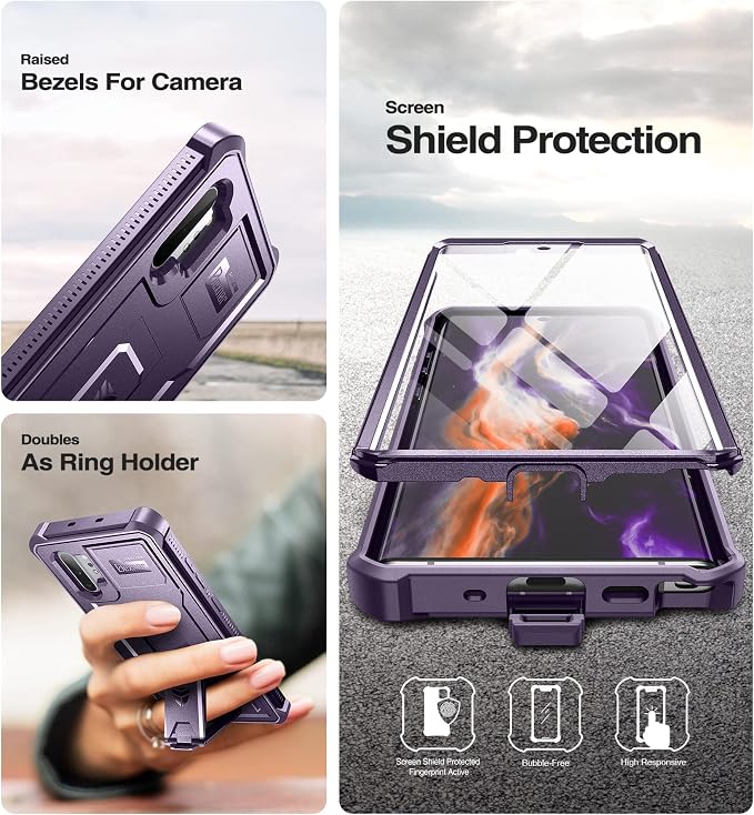 Dexnor for Samsung Galaxy Note 10+ Plus Case [Built in Screen Protector and Kickstand] Heavy Duty Military Grade Protection Shockproof Protective Cover for Samsung Galaxy Note 10 Plus (Army Green)