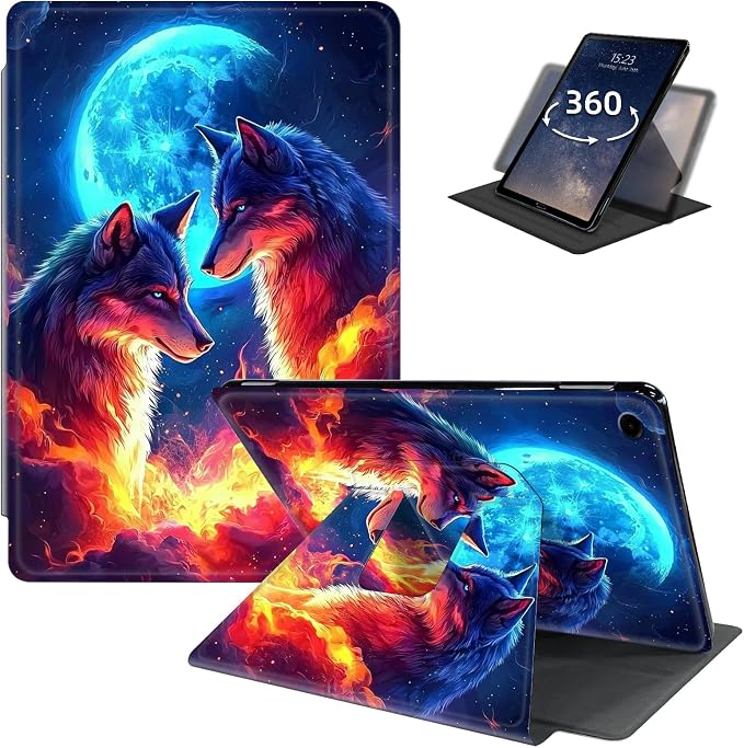 for Samsung Galaxy Tab A9 Plus Case 11 Inch 2024 2023 (SM-X210/X216/X218)360 Degree Rotating Smart Cover Case with Auto Sleep/Wake-Beautiful Highland Cow
