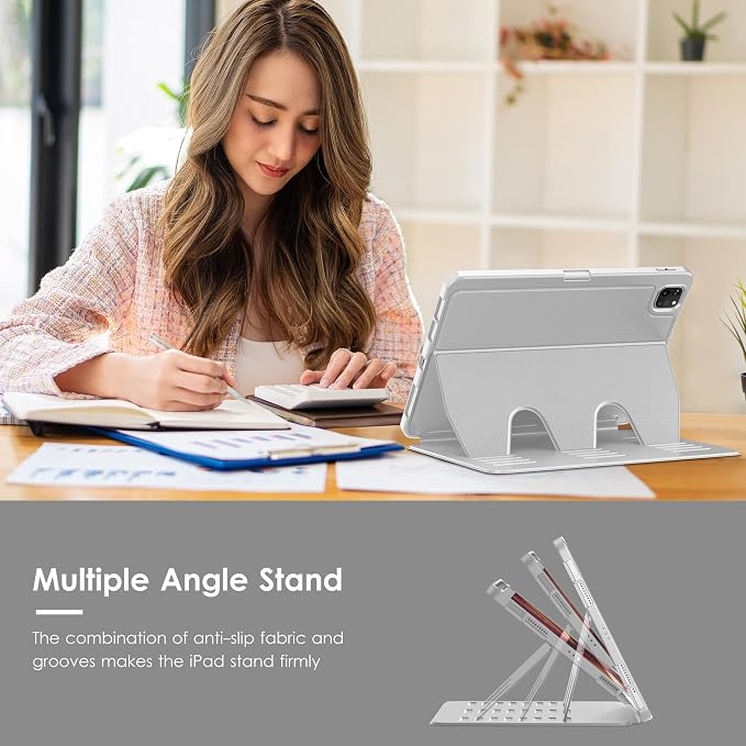 VIKESI Case for iPad Pro 11 inch (M5/M4) 2025/2024Multiple Angles Magnetic Stand CoverShockproof BackPencil Holderand Auto Sleep/WakeBlack
