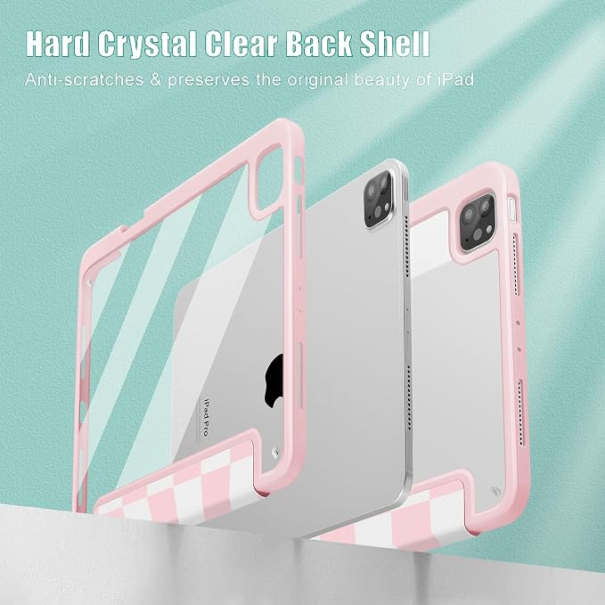 Tuiklol for iPad Pro 11 Inch 4th / 3rd / 2nd / 1st Gen (2022 2021 2020 2018) Case -Built-in Pencil Holder Shockproof Cover Clear Transparent Back Shell with Auto Wake/Sleep Black Flower